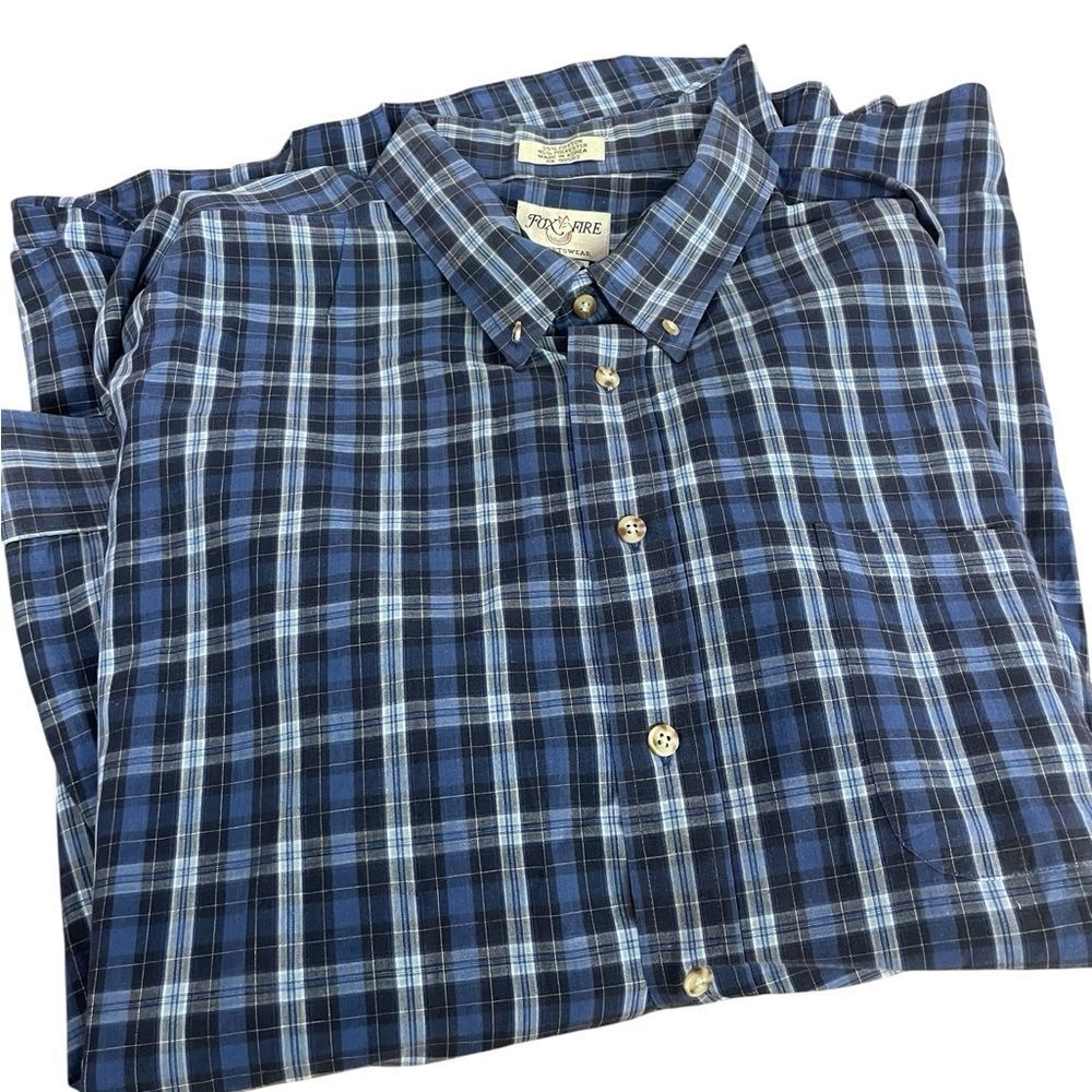 Fox Fire size 4XLT Men's Blue Plaid Shirt like new see pics